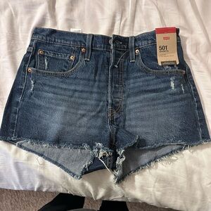 Levi's Blue Jean Shorts Distressed High-Waisted